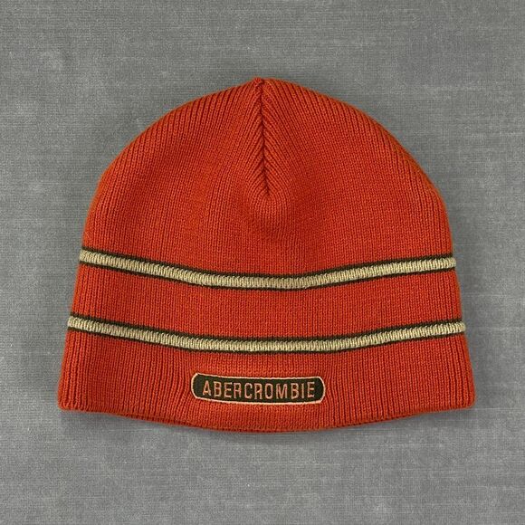 Vintage Abercrombie Fitch Beanie Skull Cap Men's Orange Cotton